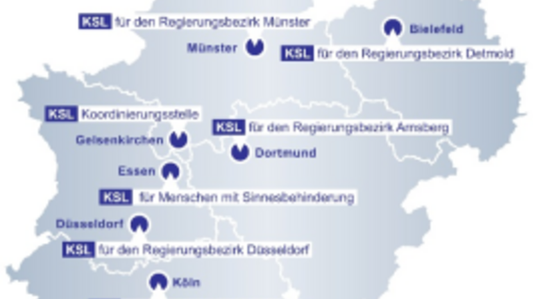 NRW Landkarte mit Standorten der KSL